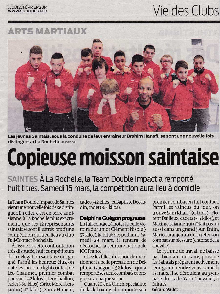 Copieuse moisson saintaise